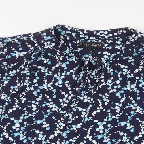 Phase Eight Womens Blue Geometric Polyester Basic Blouse Size 12 Collared