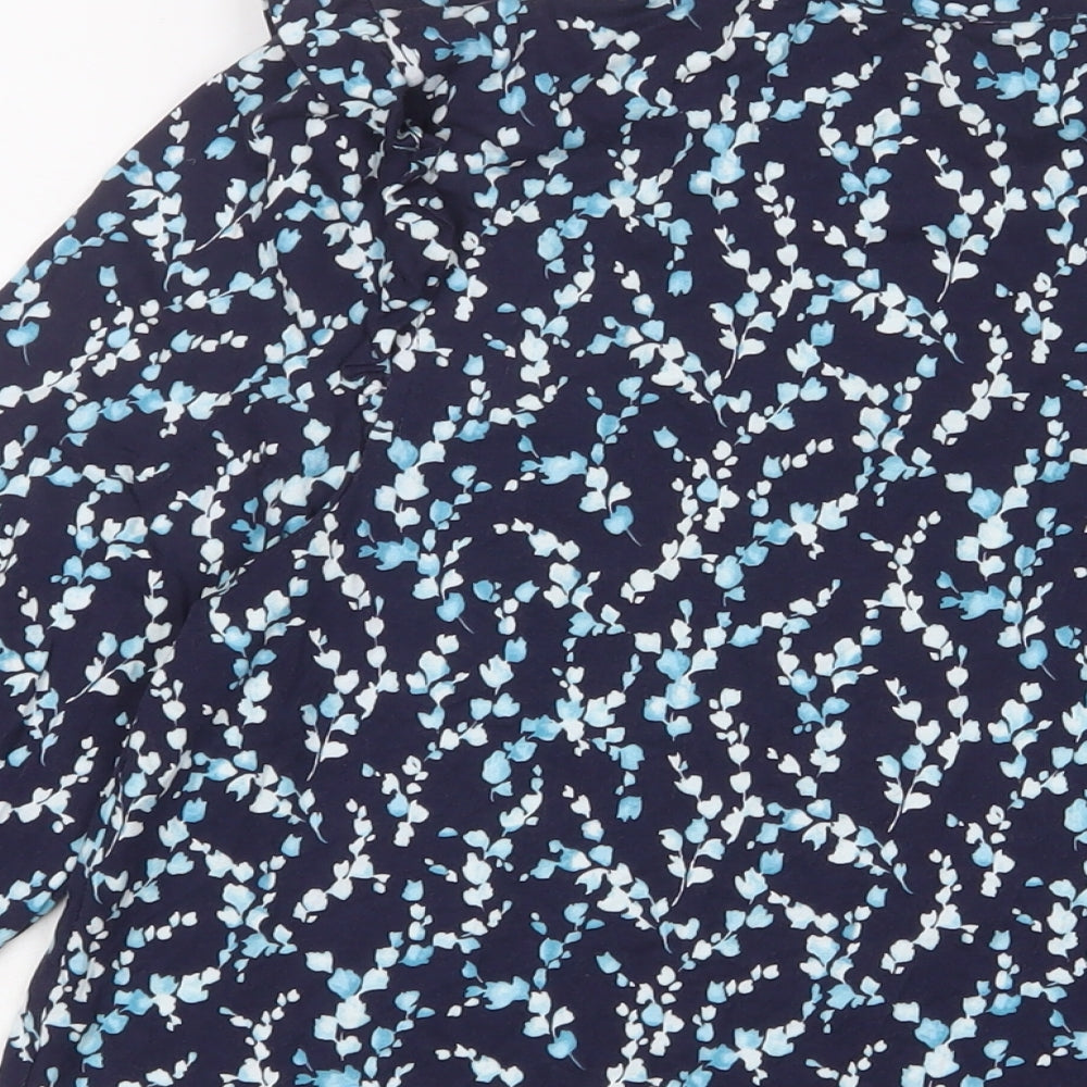 Phase Eight Womens Blue Geometric Polyester Basic Blouse Size 12 Collared