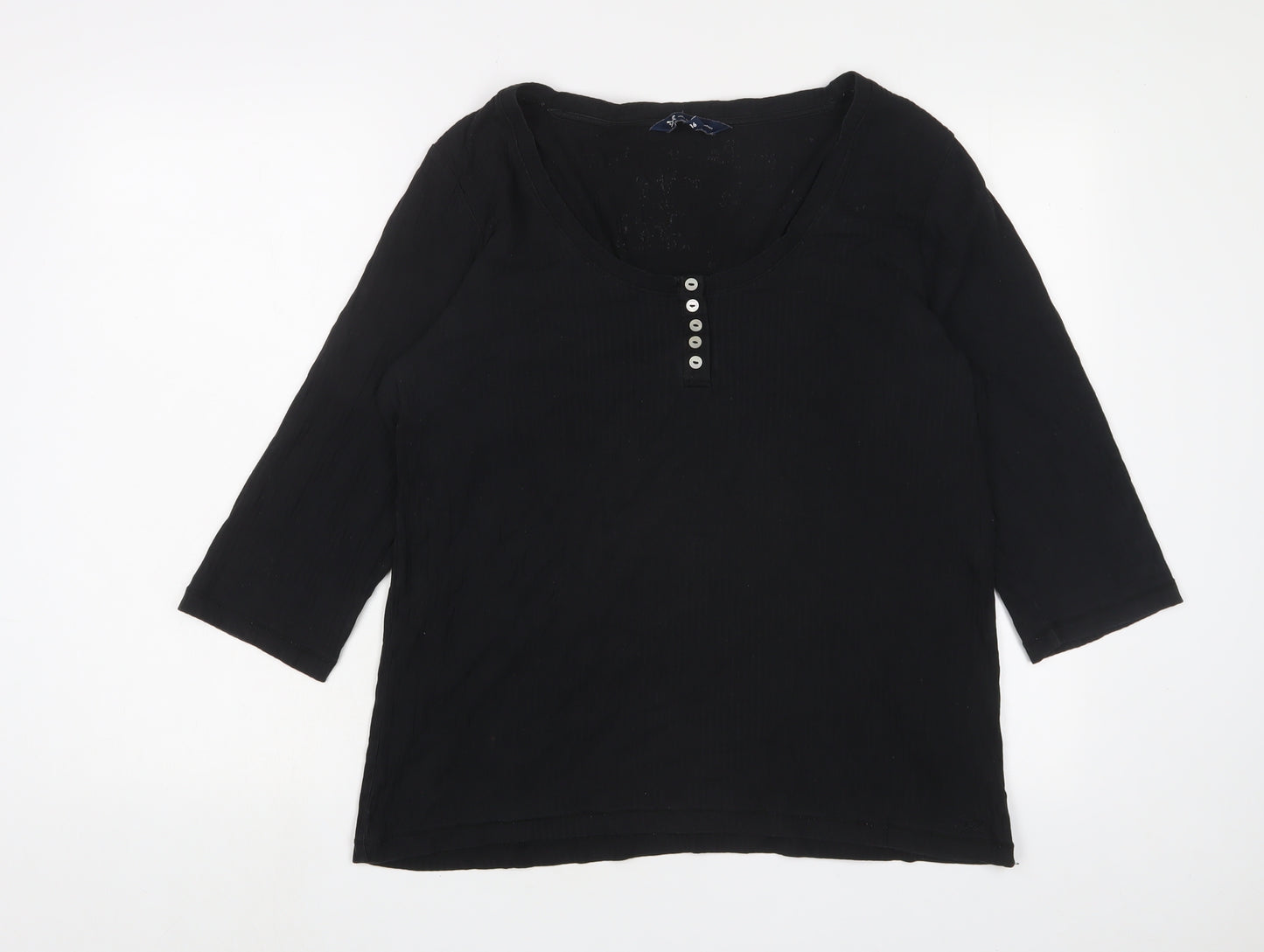 Crew Clothing Womens Black Cotton Basic T-Shirt Size 16 Scoop Neck
