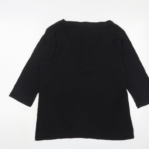 Crew Clothing Womens Black Cotton Basic T-Shirt Size 16 Scoop Neck
