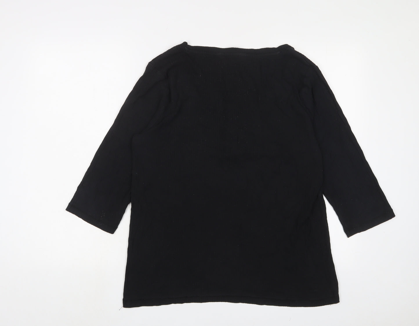 Crew Clothing Womens Black Cotton Basic T-Shirt Size 16 Scoop Neck