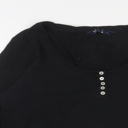Crew Clothing Womens Black Cotton Basic T-Shirt Size 16 Scoop Neck