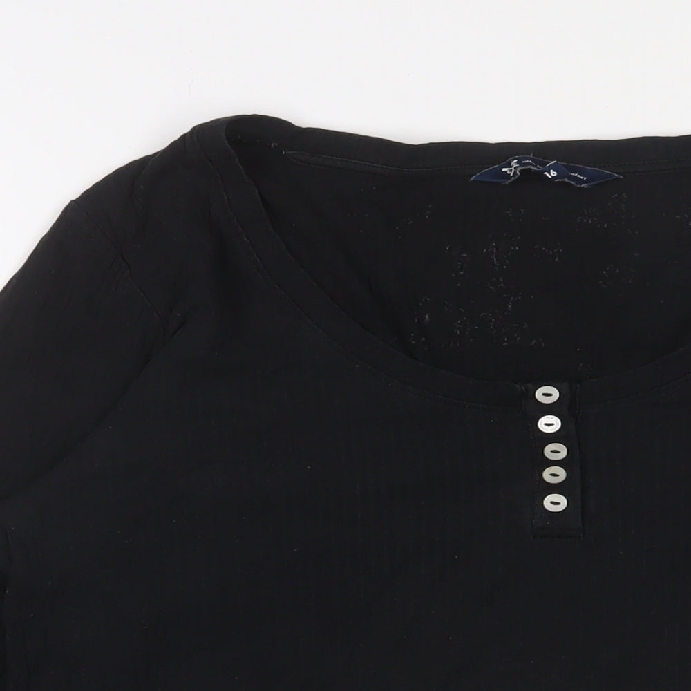 Crew Clothing Womens Black Cotton Basic T-Shirt Size 16 Scoop Neck