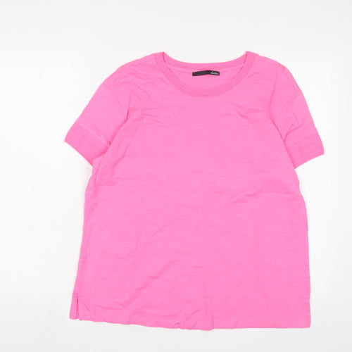 Le Comte Womens Pink Cotton Basic T-Shirt Size 16 Crew Neck