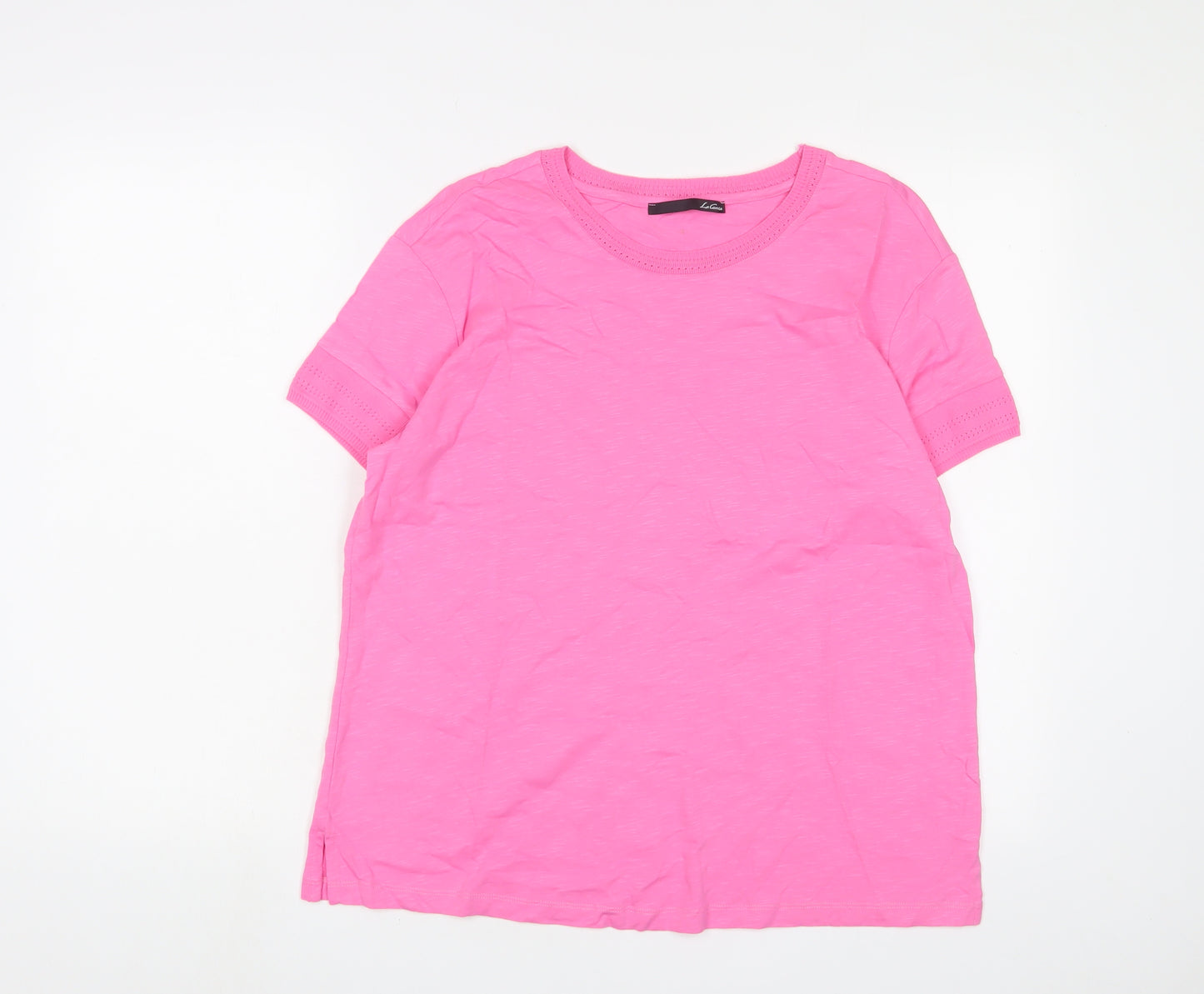 Le Comte Womens Pink Cotton Basic T-Shirt Size 16 Crew Neck