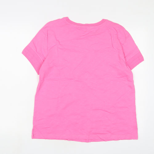 Le Comte Womens Pink Cotton Basic T-Shirt Size 16 Crew Neck