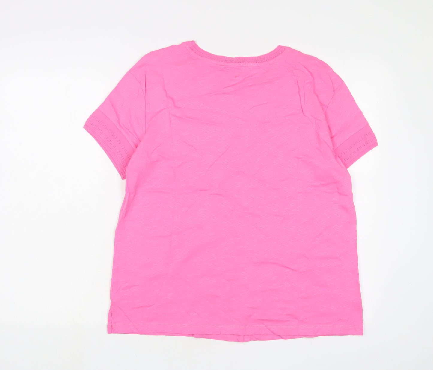 Le Comte Womens Pink Cotton Basic T-Shirt Size 16 Crew Neck