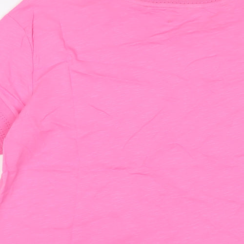 Le Comte Womens Pink Cotton Basic T-Shirt Size 16 Crew Neck