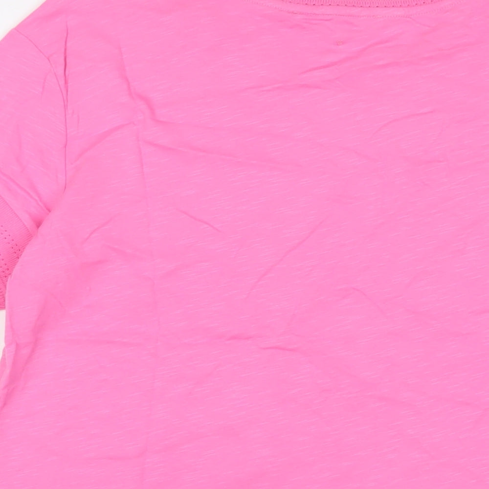 Le Comte Womens Pink Cotton Basic T-Shirt Size 16 Crew Neck