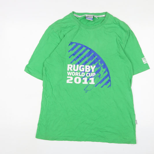 Rugby Mens Green Cotton T-Shirt Size M Crew Neck - Rugby World Cup 2011