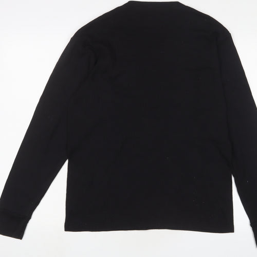 Freedom Trail Mens Black Cotton T-Shirt Size L Collared