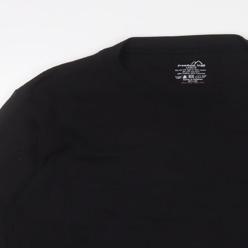 Freedom Trail Mens Black Cotton T-Shirt Size L Collared