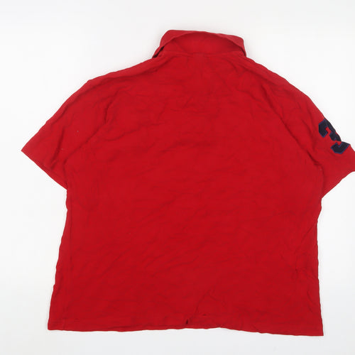 Ralph Lauren Mens Red Cotton Polo Size 2XL Collared Button - Logo, Embroidered