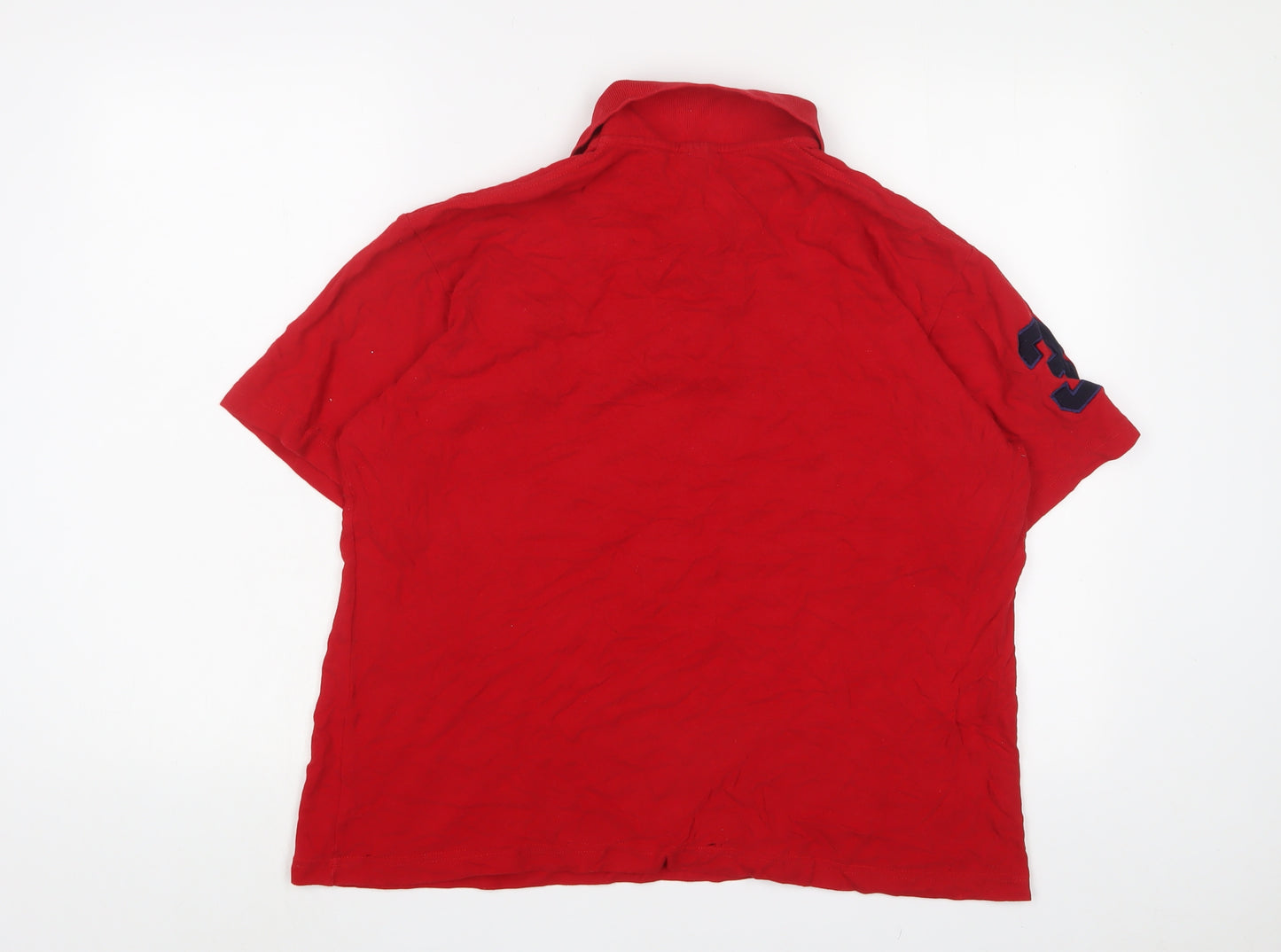 Ralph Lauren Mens Red Cotton Polo Size 2XL Collared Button - Logo, Embroidered