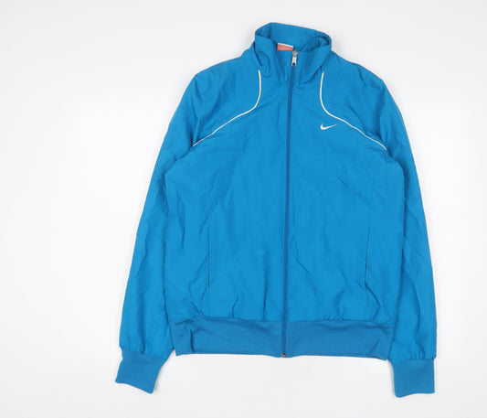 Nike Mens Blue Jacket Size L Zip - Logo, Embroidered