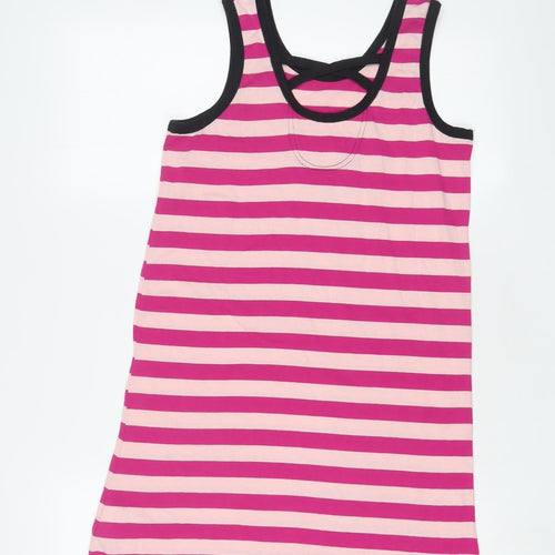 Converse Girls Pink Striped Cotton Tank Dress Size 13-14 Years Scoop Neck Pullover - 13-16 Years