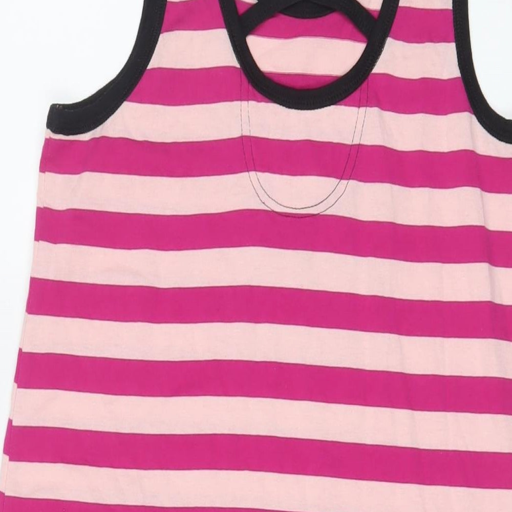 Converse Girls Pink Striped Cotton Tank Dress Size 13-14 Years Scoop Neck Pullover - 13-16 Years