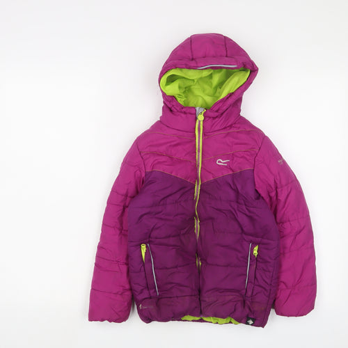 Regatta Girls Purple Basic Coat Coat Size 7-8 Years Zip - Logo