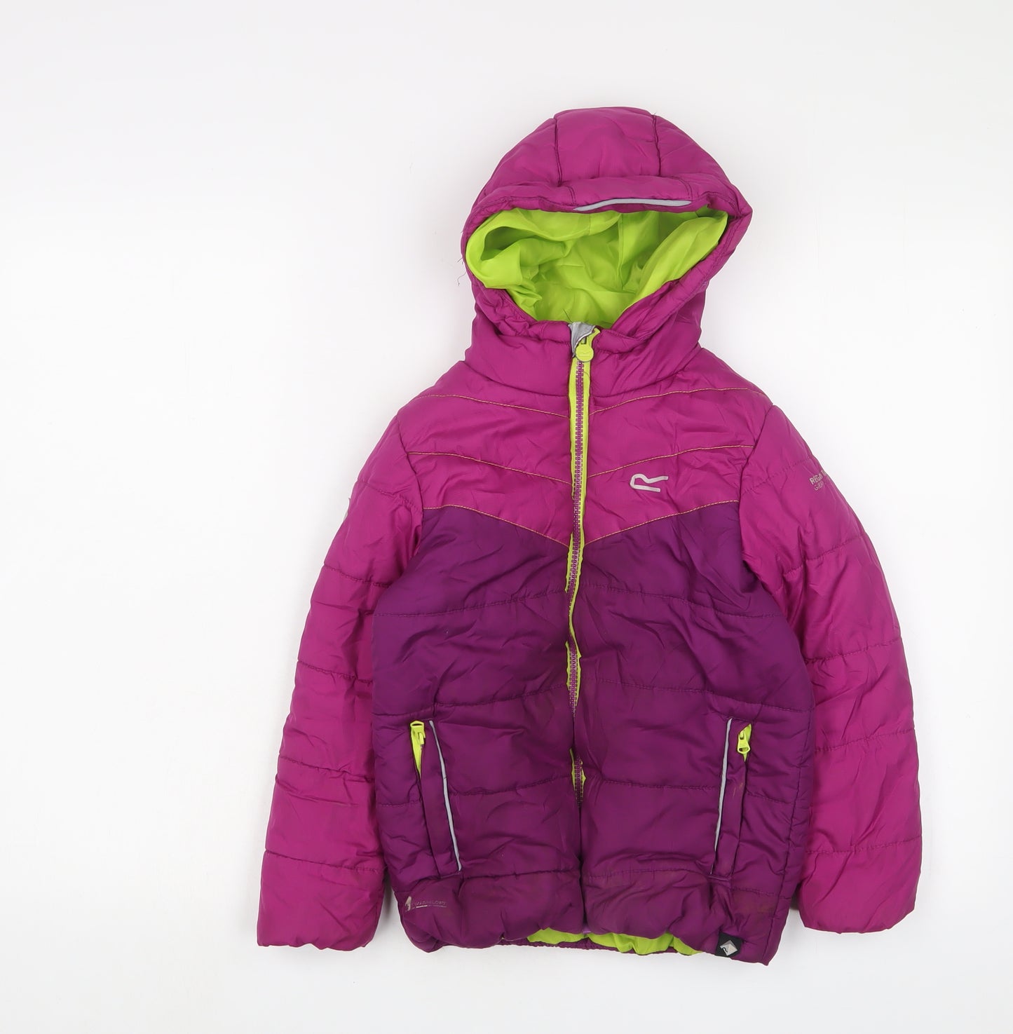 Regatta Girls Purple Basic Coat Coat Size 7-8 Years Zip - Logo