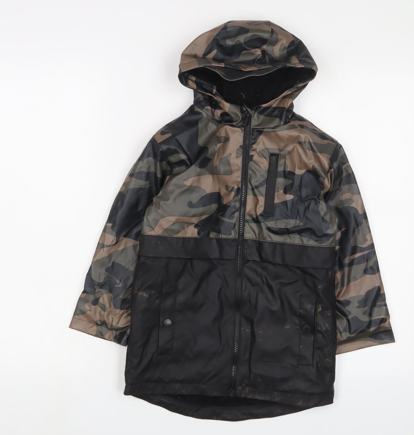 Firetrap Boys Black Camouflage Basic Coat Coat Size 5-6 Years Zip