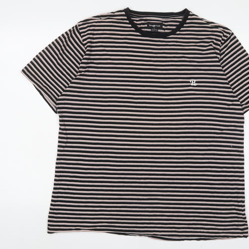 Barney Cools Mens Multicoloured Striped Cotton T-Shirt Size XL Crew Neck - Logo, Embroidered