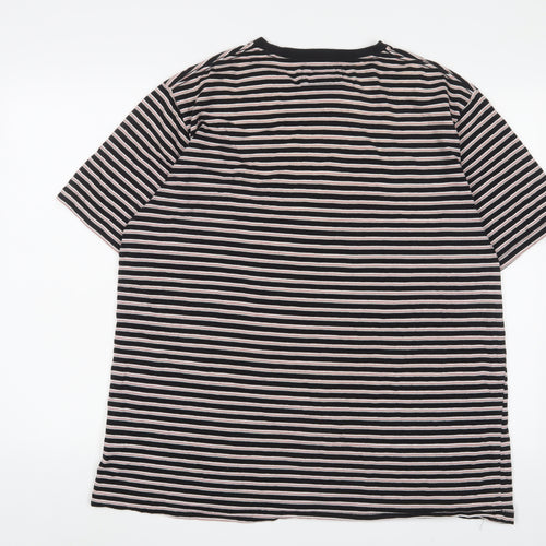 Barney Cools Mens Multicoloured Striped Cotton T-Shirt Size XL Crew Neck - Logo, Embroidered
