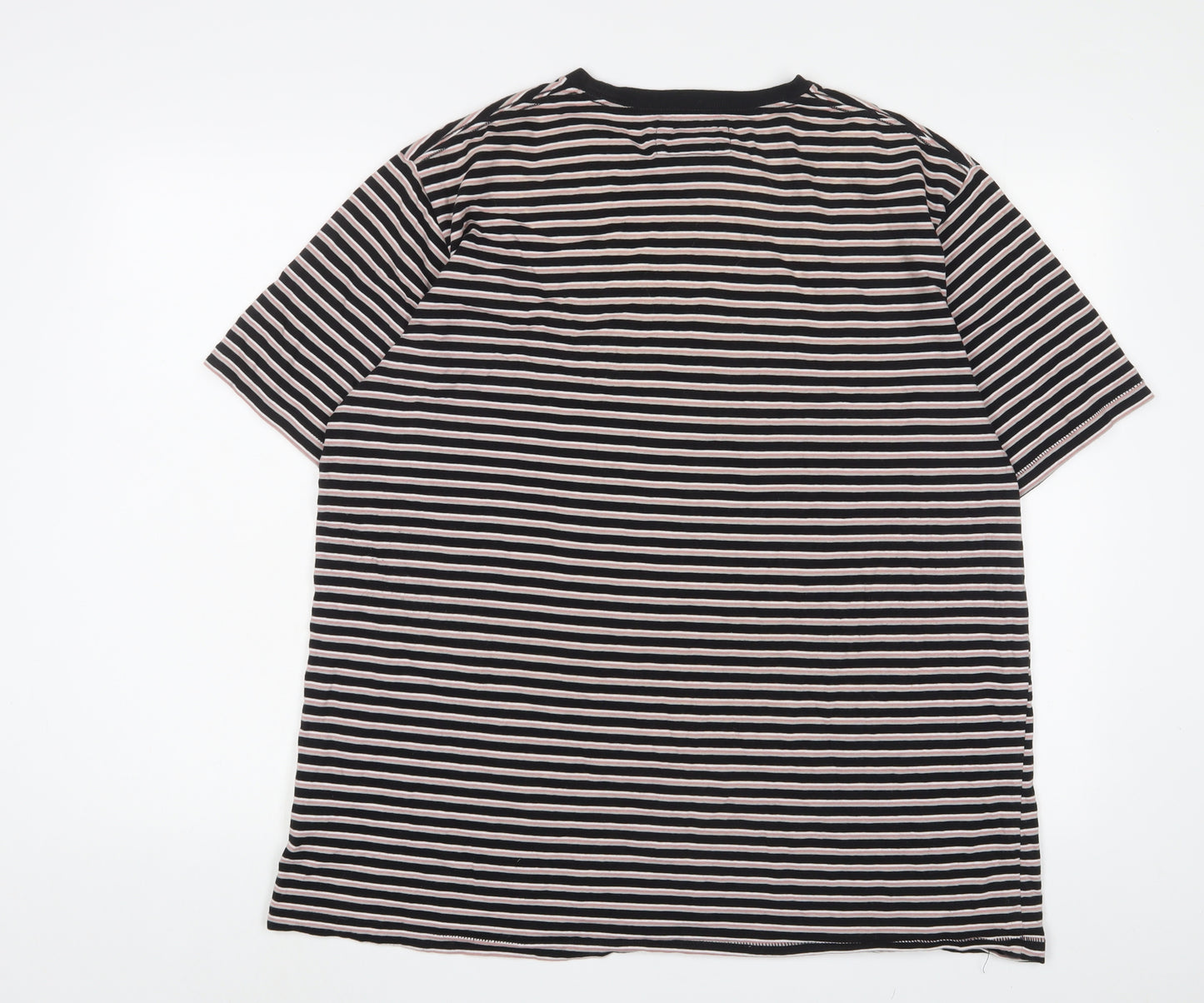 Barney Cools Mens Multicoloured Striped Cotton T-Shirt Size XL Crew Neck - Logo, Embroidered