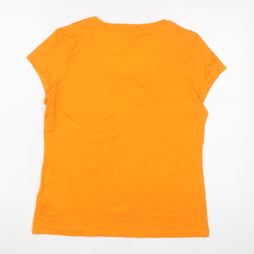 Jigsaw Womens Orange Cotton Basic T-Shirt Size L Scoop Neck