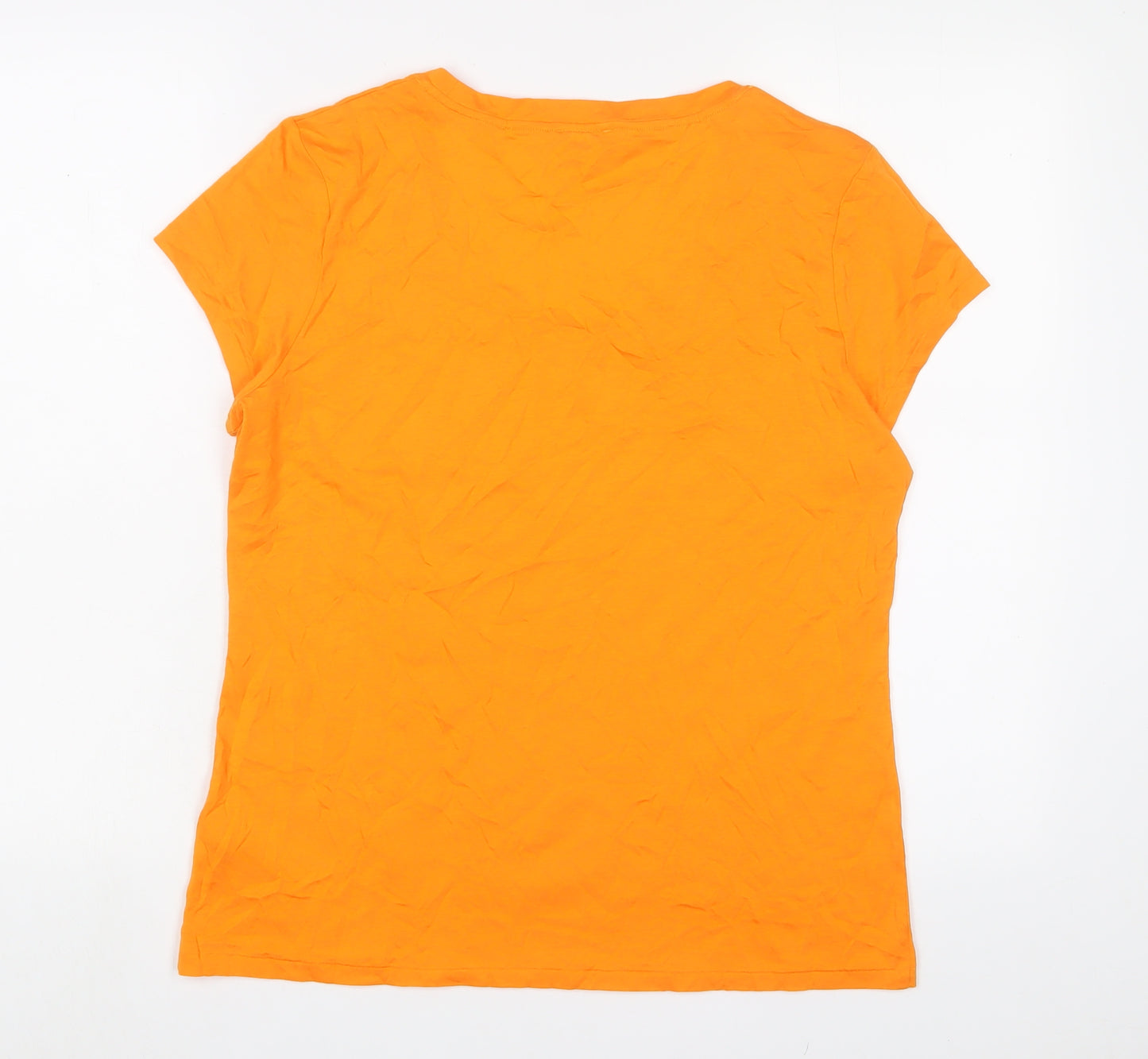 Jigsaw Womens Orange Cotton Basic T-Shirt Size L Scoop Neck