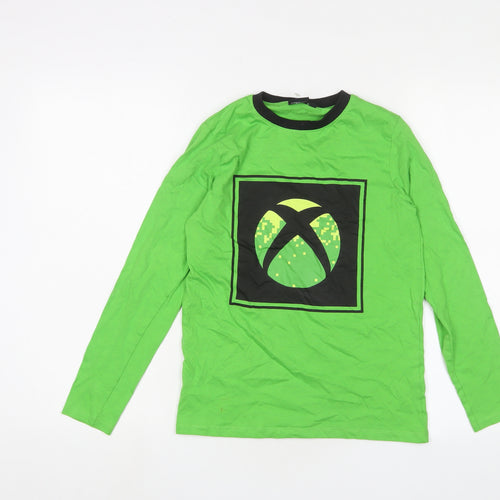 Xbox Boys Green Cotton Basic T-Shirt Size 11-12 Years Crew Neck Pullover