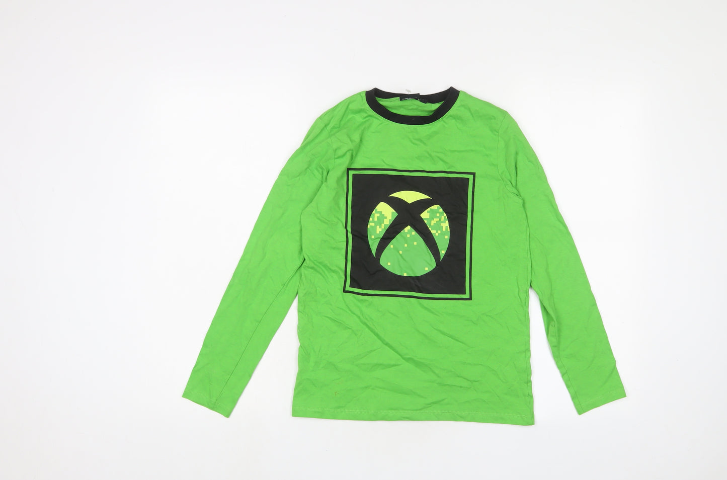 Xbox Boys Green Cotton Basic T-Shirt Size 11-12 Years Crew Neck Pullover