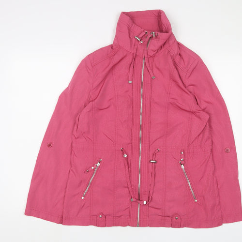 EWM Womens Pink Animal Print Jacket Size 12 Zip
