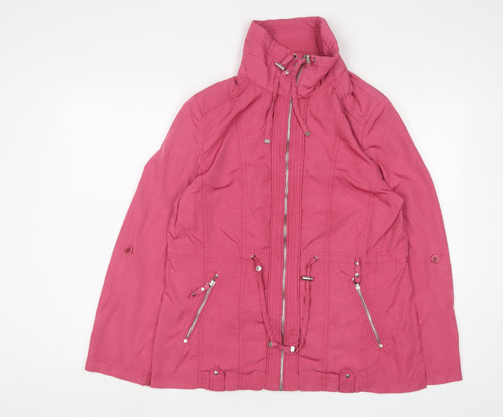EWM Womens Pink Animal Print Jacket Size 12 Zip