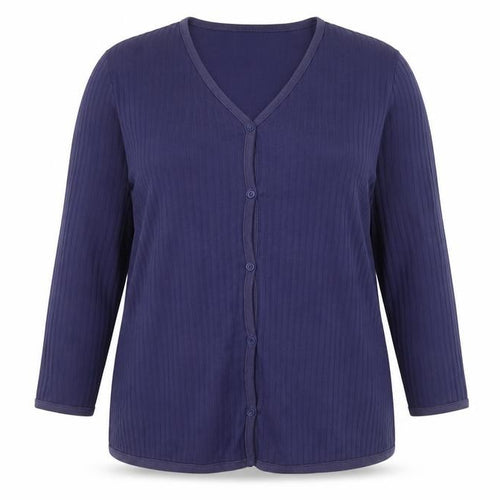 Lands' End Womens Blue V-Neck Cotton Cardigan Jumper Size 18