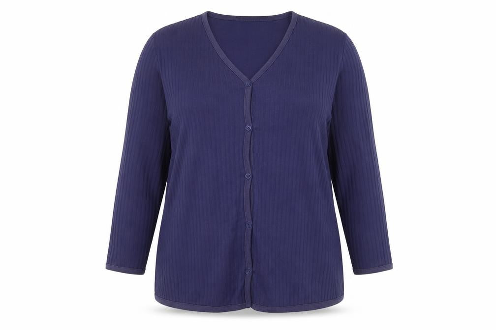 Lands' End Womens Blue V-Neck Cotton Cardigan Jumper Size 18
