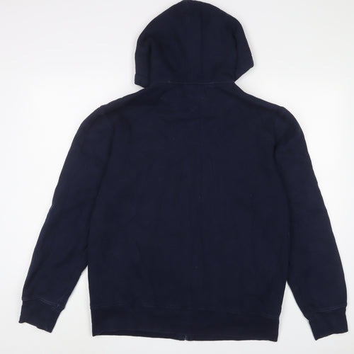 Tommy Hilfiger Mens Blue Cotton Full Zip Hoodie Size M - Logo, Embroidered