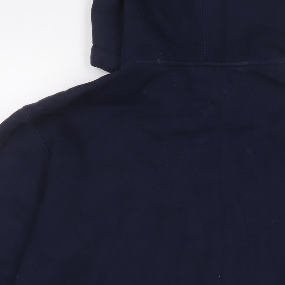 Tommy Hilfiger Mens Blue Cotton Full Zip Hoodie Size M - Logo, Embroidered