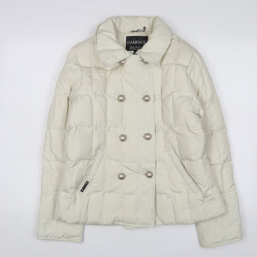 Rampage Womens White Quilted Coat Size L Button