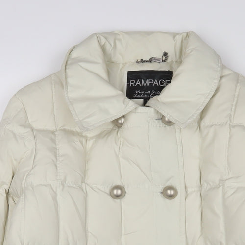 Rampage Womens White Quilted Coat Size L Button