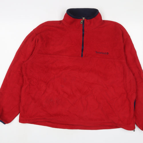 Timberland Mens Red Polyester Pullover Sweatshirt Size L - Logo, Embroidered