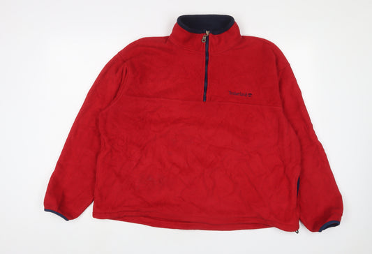 Timberland Mens Red Polyester Pullover Sweatshirt Size L - Logo, Embroidered