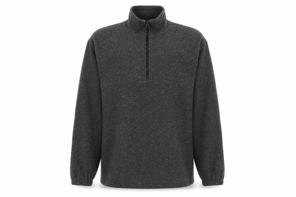 Front view of Newton Trading men’s grey polyester pullover sweatshirt, size S