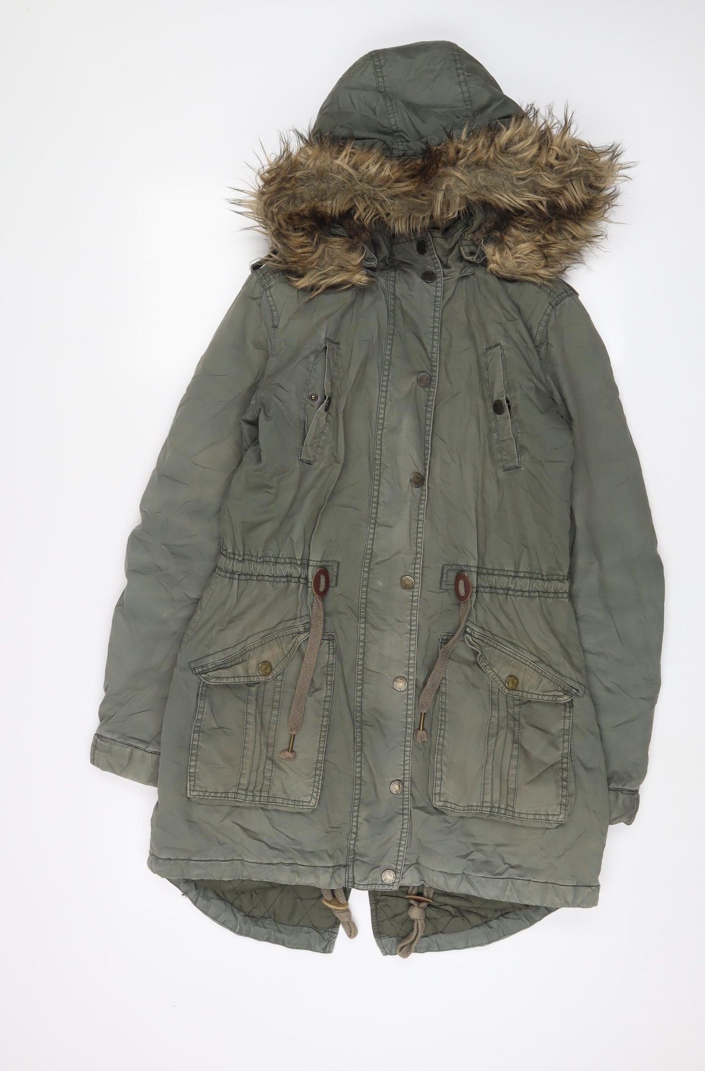 Fat Face Womens Green Parka Coat Size 8 Zip