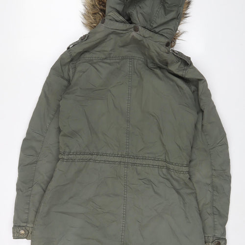 Fat Face Womens Green Parka Coat Size 8 Zip