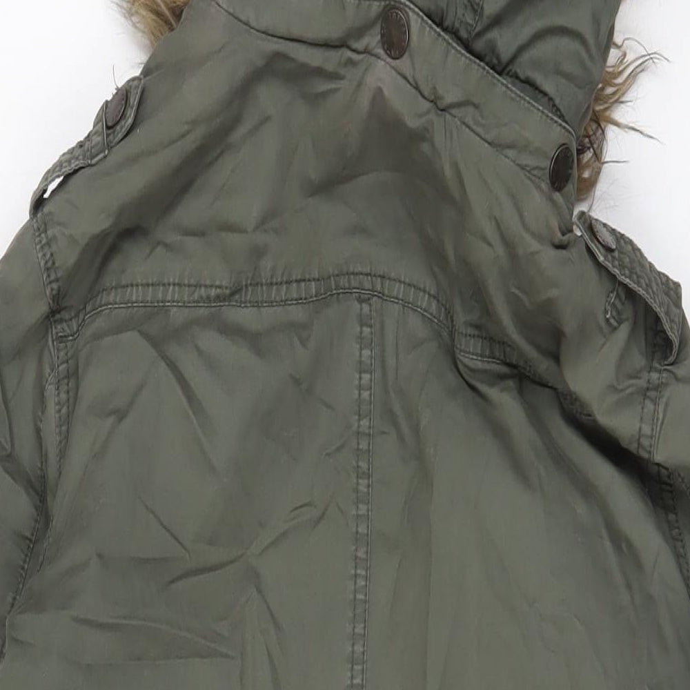 Fat Face Womens Green Parka Coat Size 8 Zip