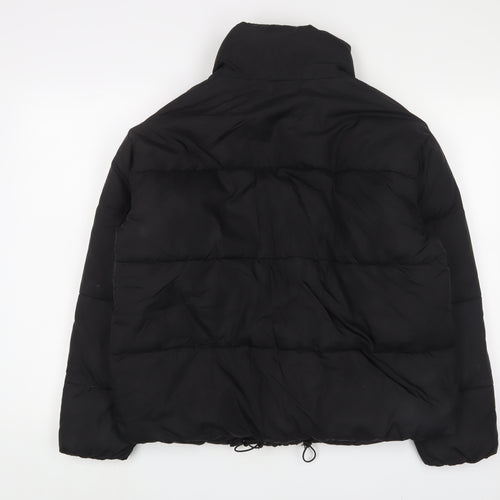 Topshop Womens Black Quilted Coat Size 12 Zip