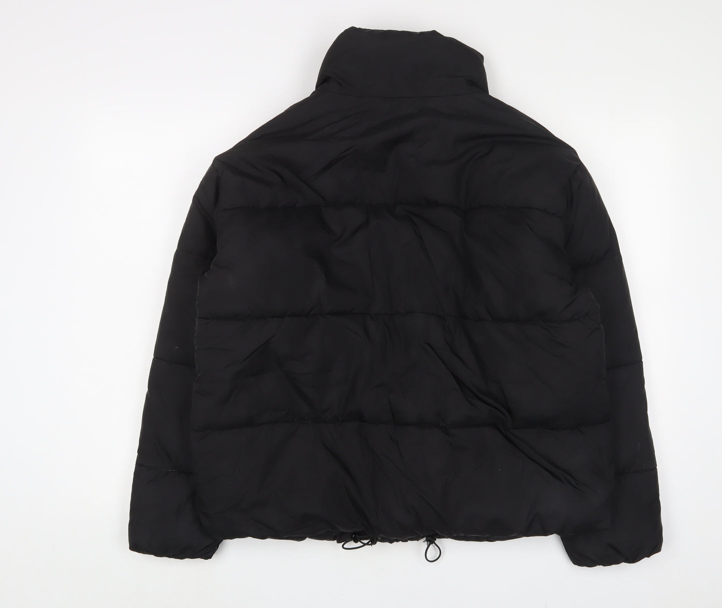 Topshop Womens Black Quilted Coat Size 12 Zip