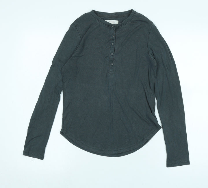 Per Una Womens Grey Cotton Jersey T-Shirt Size 8 Crew Neck