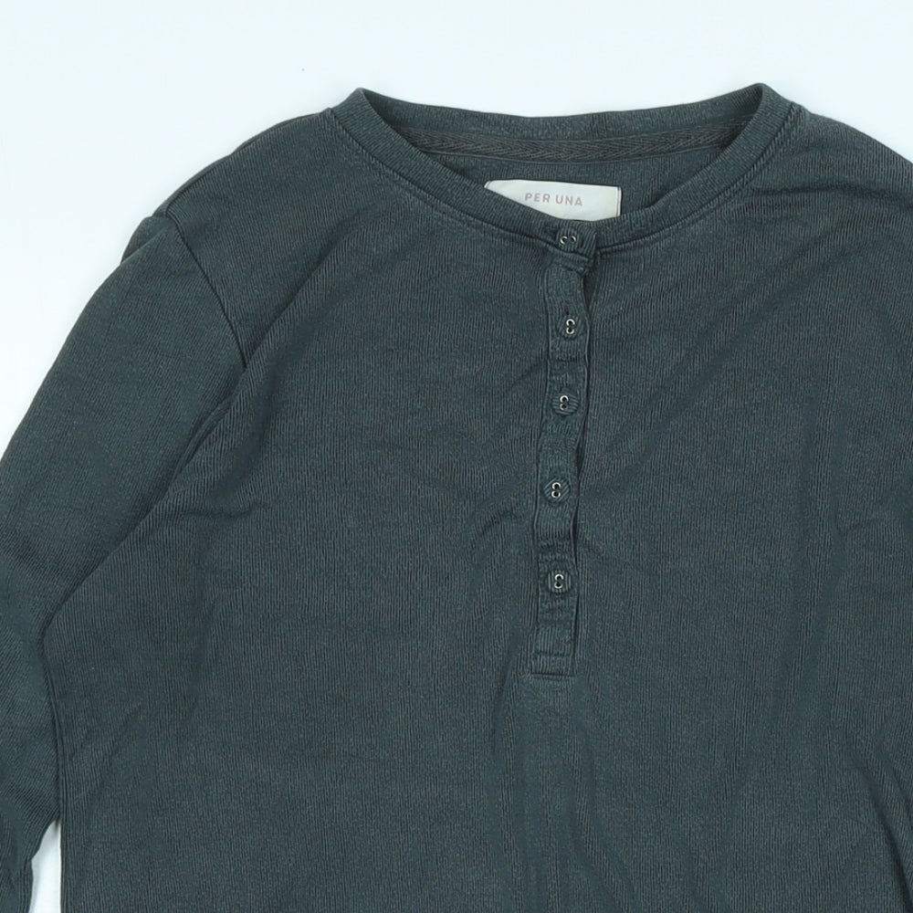 Per Una Womens Grey Cotton Jersey T-Shirt Size 8 Crew Neck