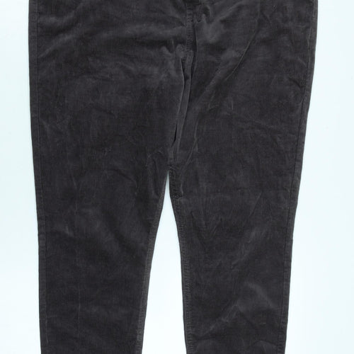 Marks and Spencer Womens Grey Cotton Trousers Size 18 L27 in Regular Zip